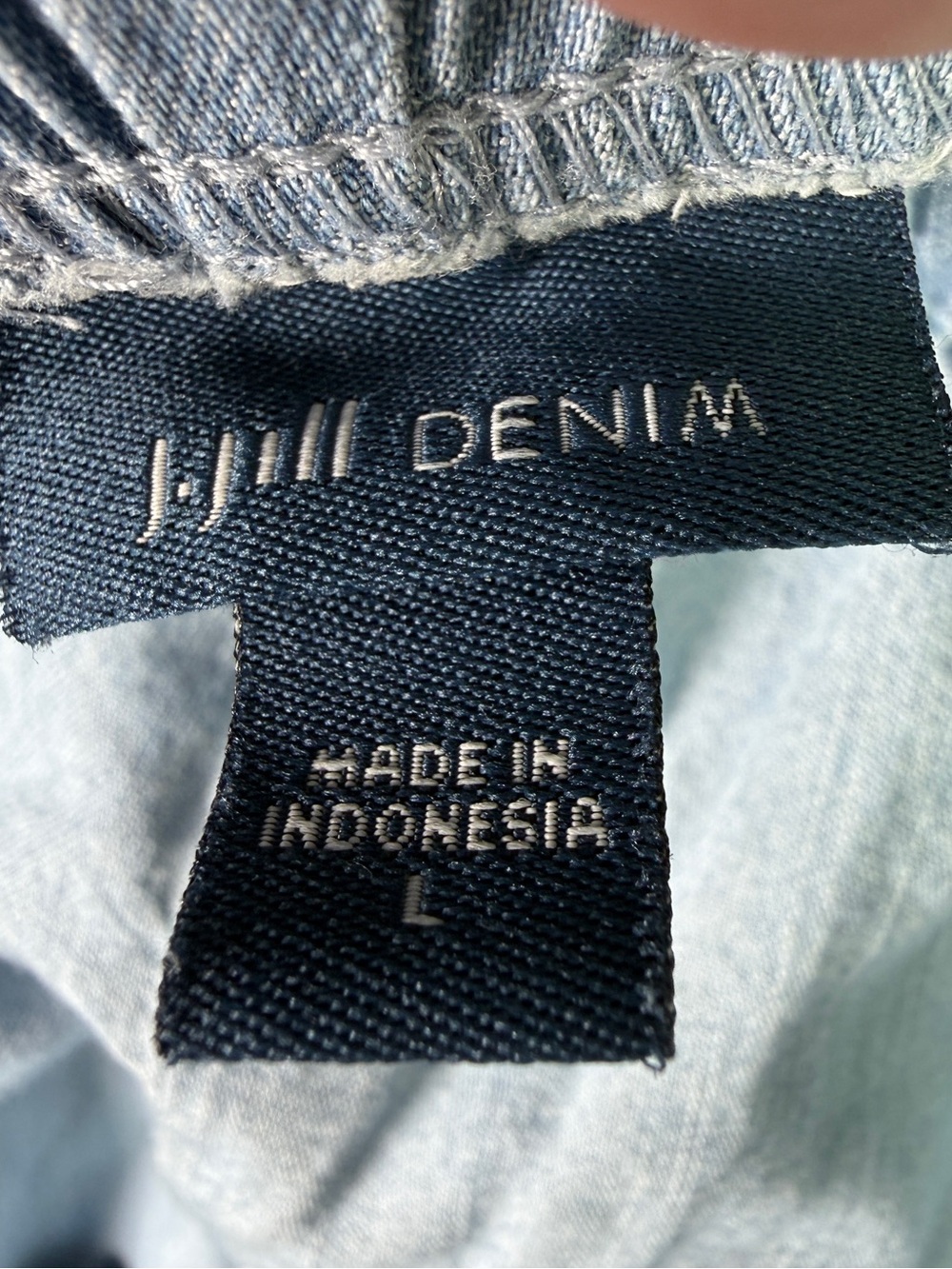 J.Jill Denim Chambray Wide Leg Pull On Crop Pants Raw Hem Boho Coastal Size L - Picture 5 of 8